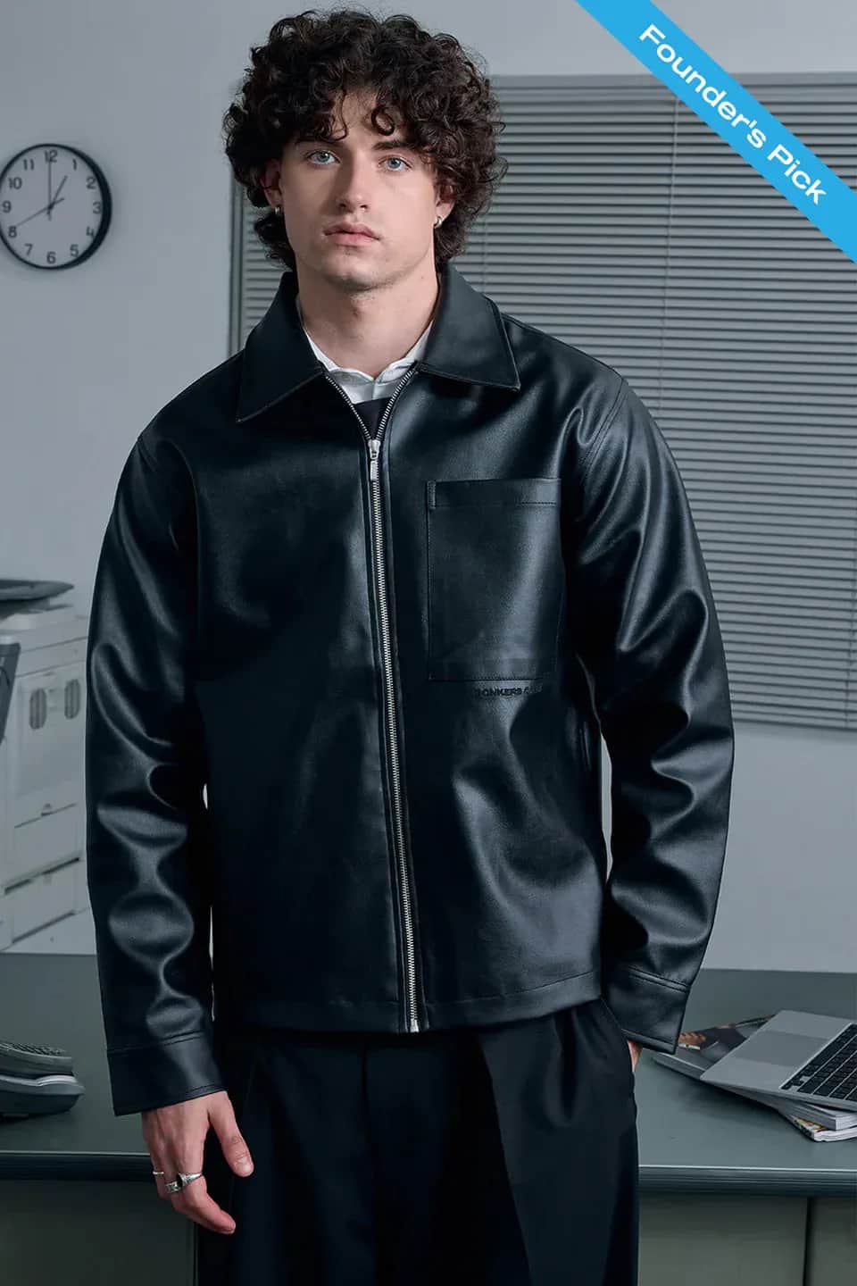 STOND Black Leather Aviator Jacket - image 1