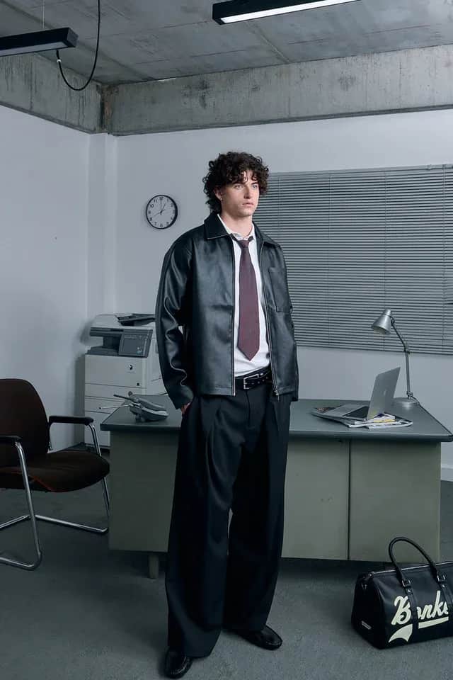 STOND Black Leather Aviator Jacket - image 2