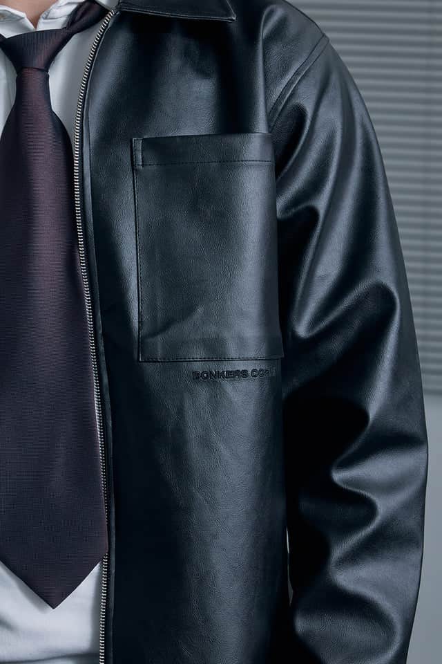 STOND Black Leather Aviator Jacket - image 5