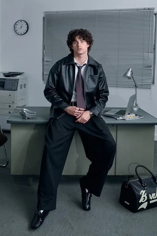 STOND Black Leather Aviator Jacket 3